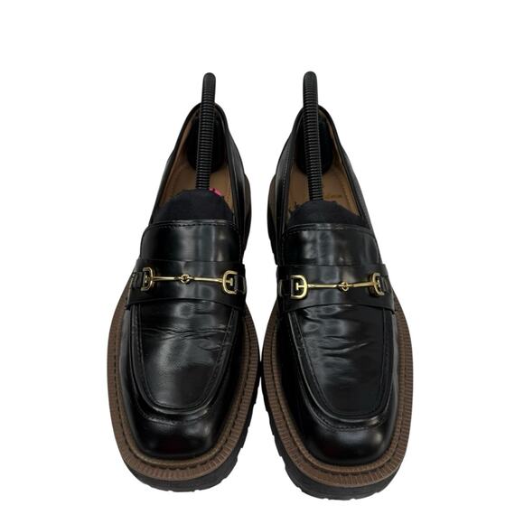 SAM EDELMAN Laurs Lug-Sole Tailored Loafer Flats Leather Black Chunky WMS Sz 8 - Picture 4 of 16